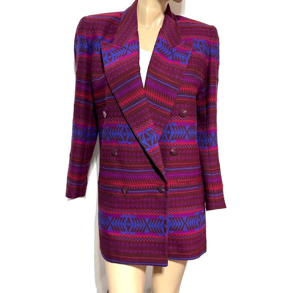 Michii Moon For Sanyo Wool Blend Double Breasted Blazer Jacket  Size 4 Tapestry